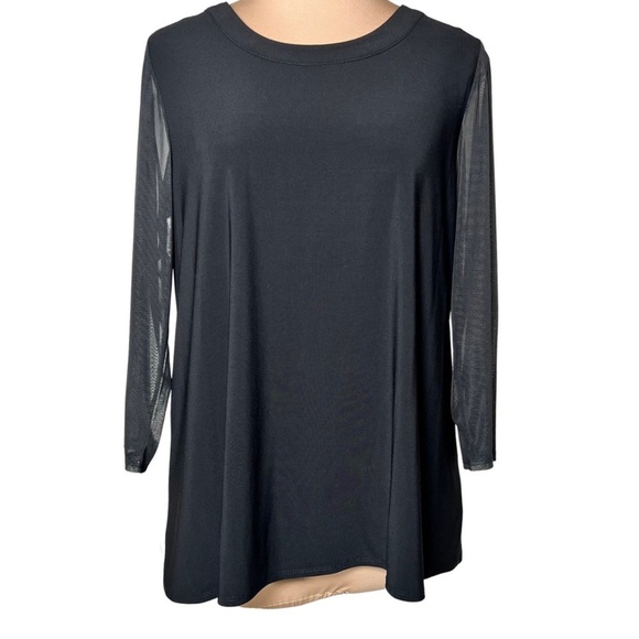 Anne Klein Black Top - Sheer Sleeves - Size Medium NWT - Picture 1 of 9